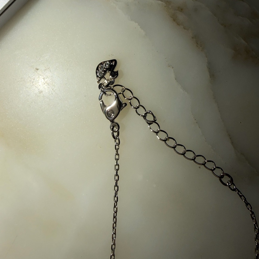Swarovski Pink Crystal Bow Necklace Silver Adjustable Unworn in Original Box - Picture 3 of 5